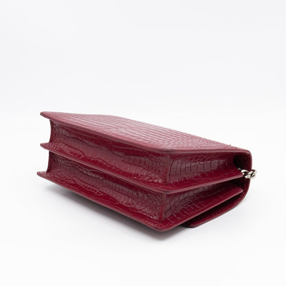 Sunset Medium Red Leather Croc Embossed