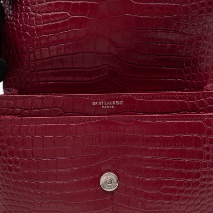Sunset Medium Red Leather Croc Embossed