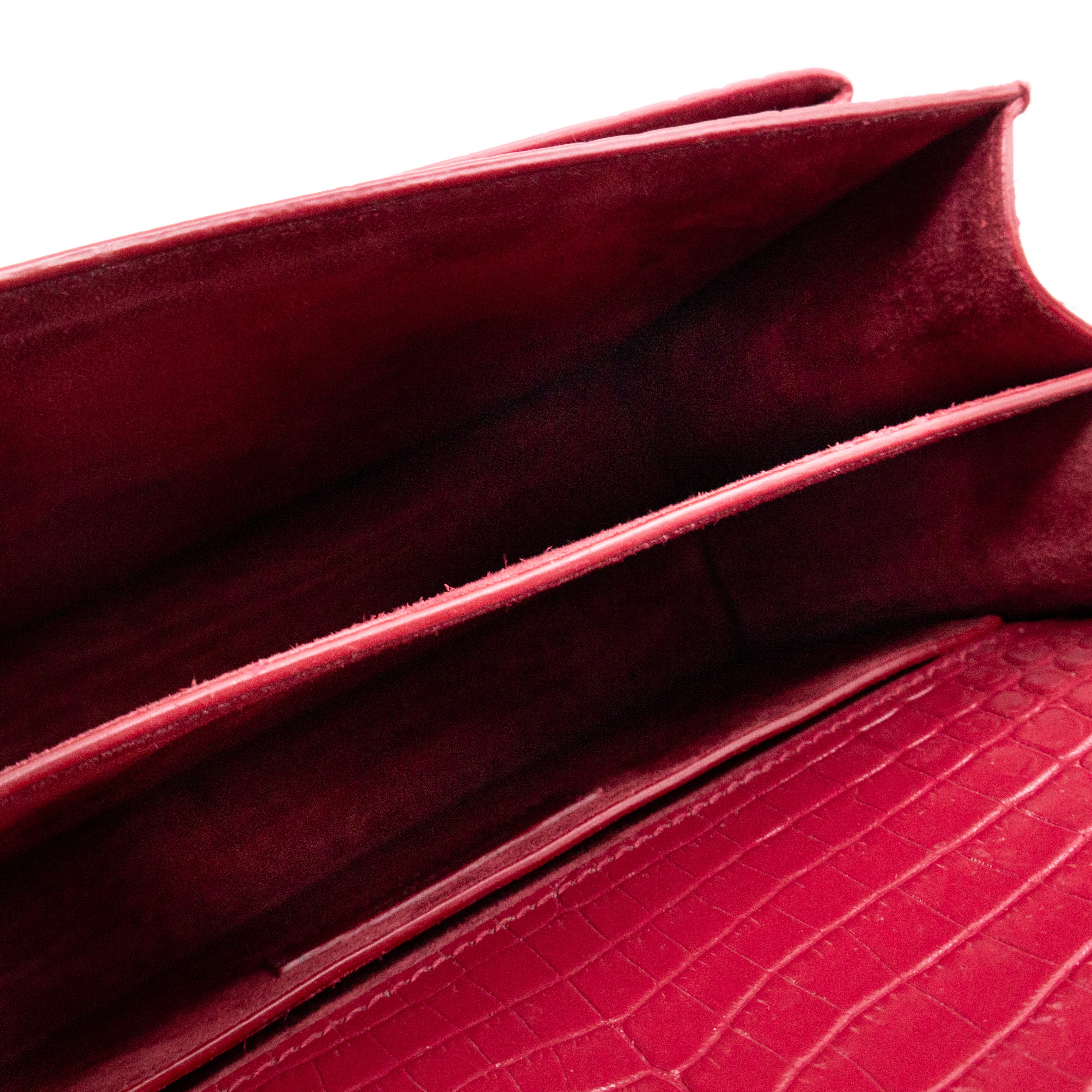 Sunset Medium Red Leather Croc Embossed
