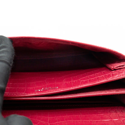 Sunset Medium Red Leather Croc Embossed