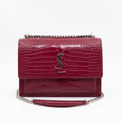 Sunset Medium Red Leather Croc Embossed