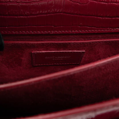Sunset Medium Red Leather Croc Embossed