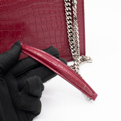 Sunset Medium Red Leather Croc Embossed