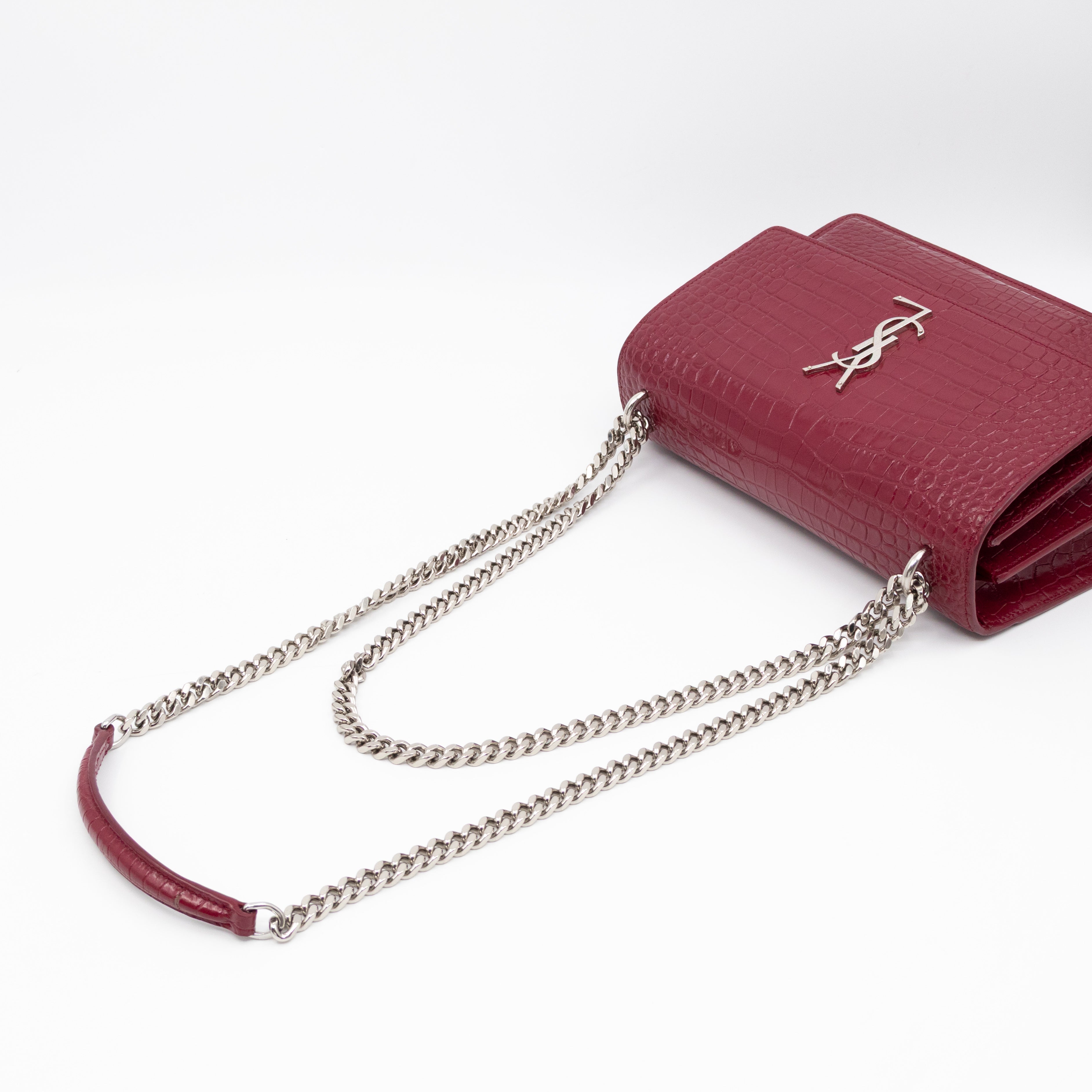 Sunset Medium Red Leather Croc Embossed