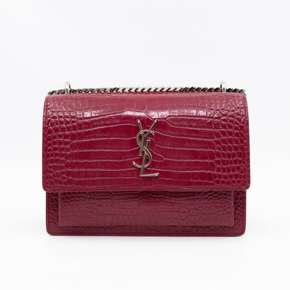 Sunset Medium Red Leather Croc Embossed