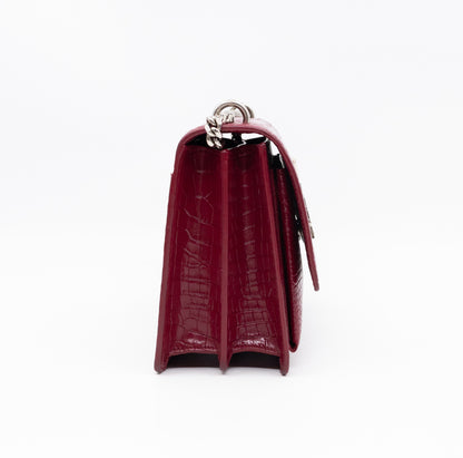 Sunset Medium Red Leather Croc Embossed