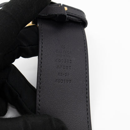 GG Marmont Wide Black Leather Belt 85/34