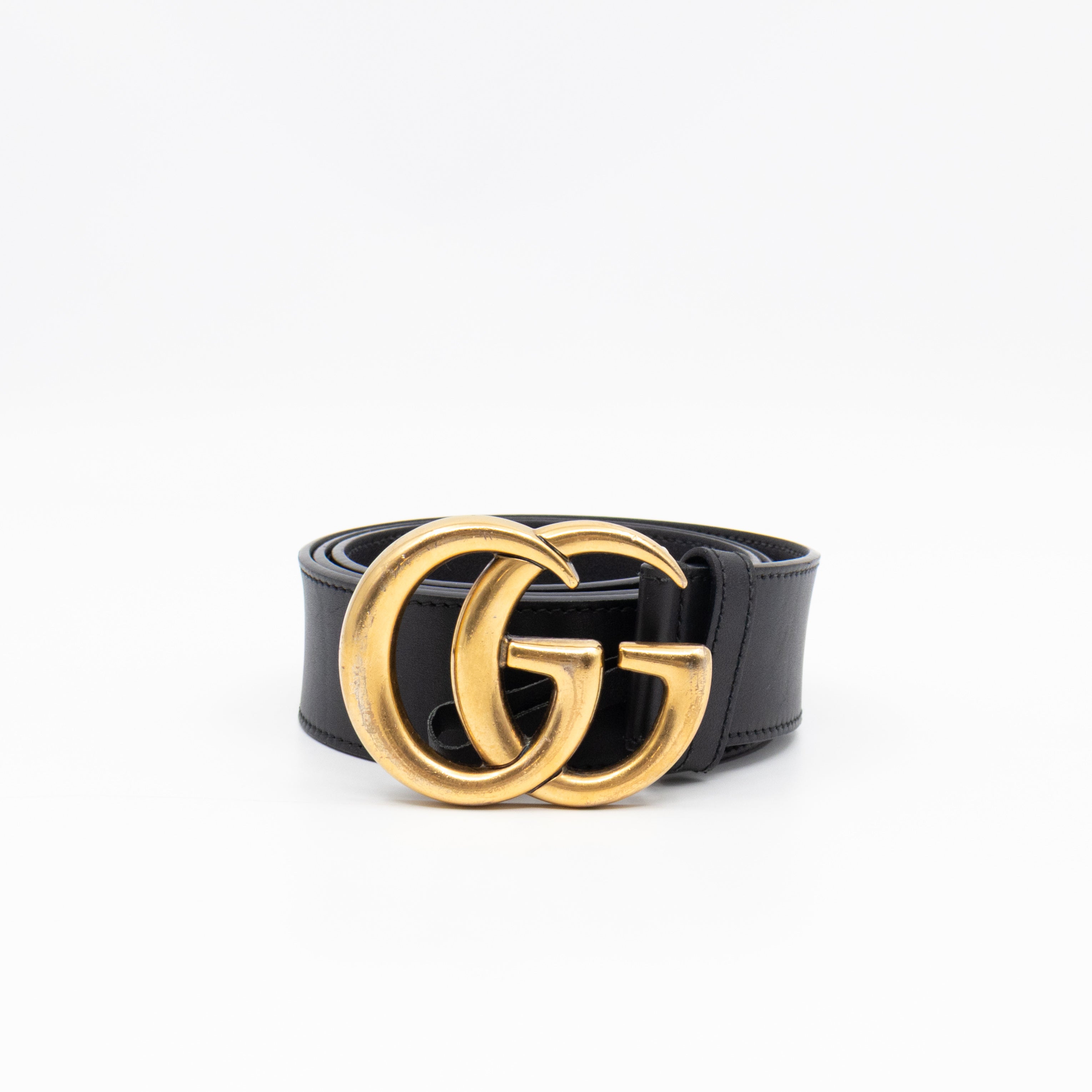 GG Marmont Wide Black Leather Belt 85/34
