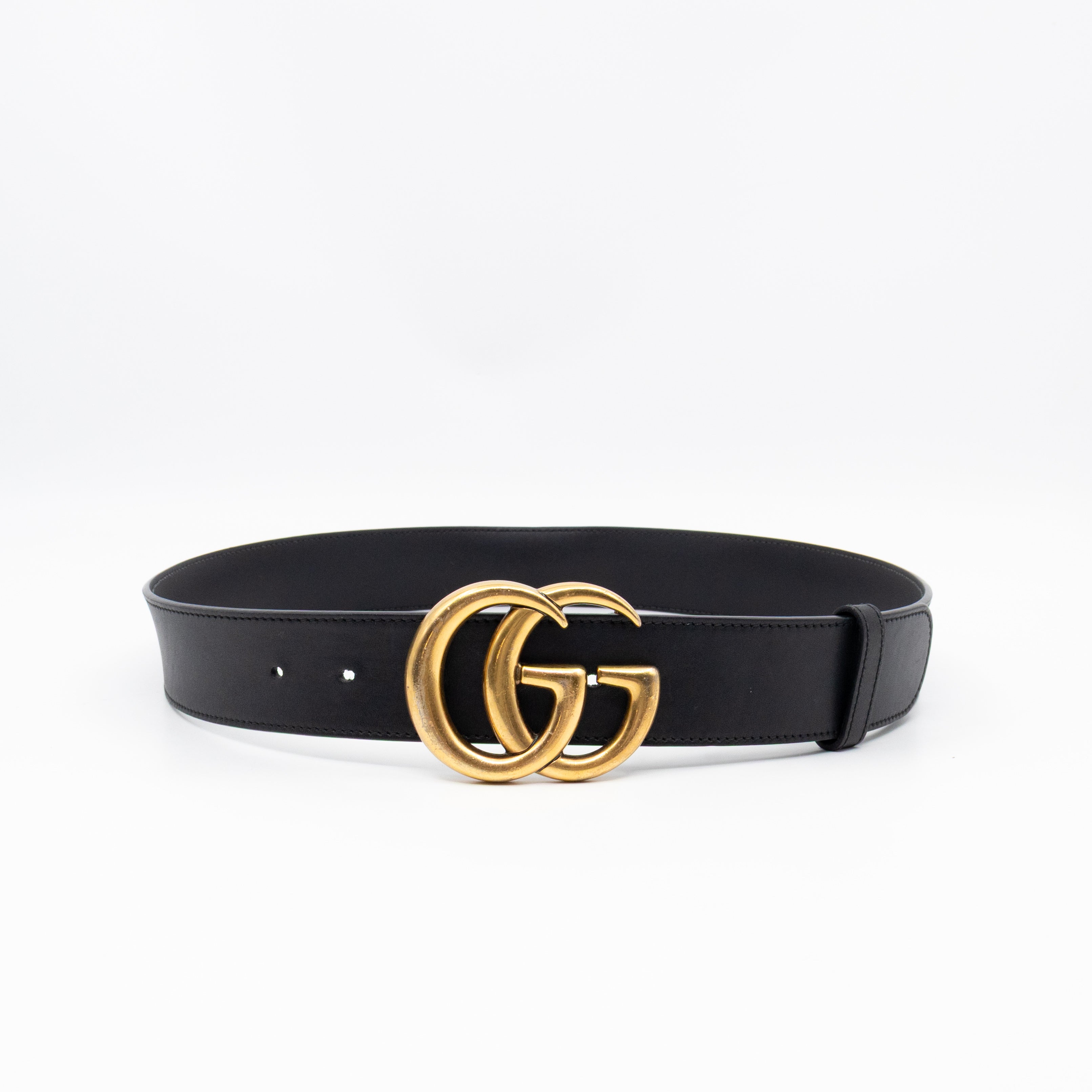 GG Marmont Wide Black Leather Belt 85/34