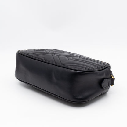 GG Marmont Small Matelasse Black Leather