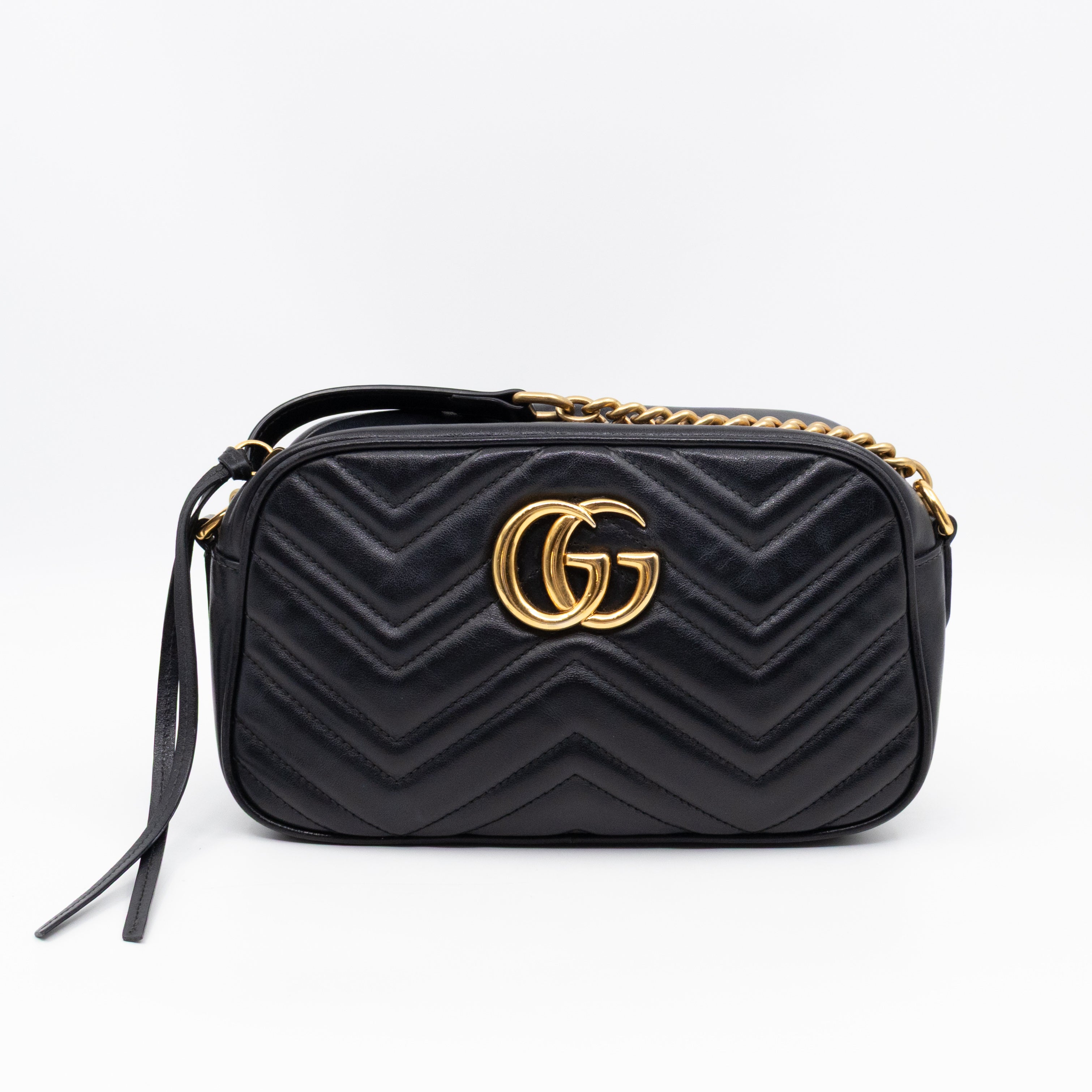 GG Marmont Small Matelasse Black Leather