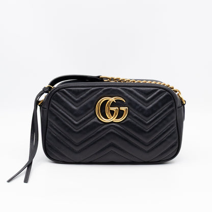 GG Marmont Small Matelasse Black Leather
