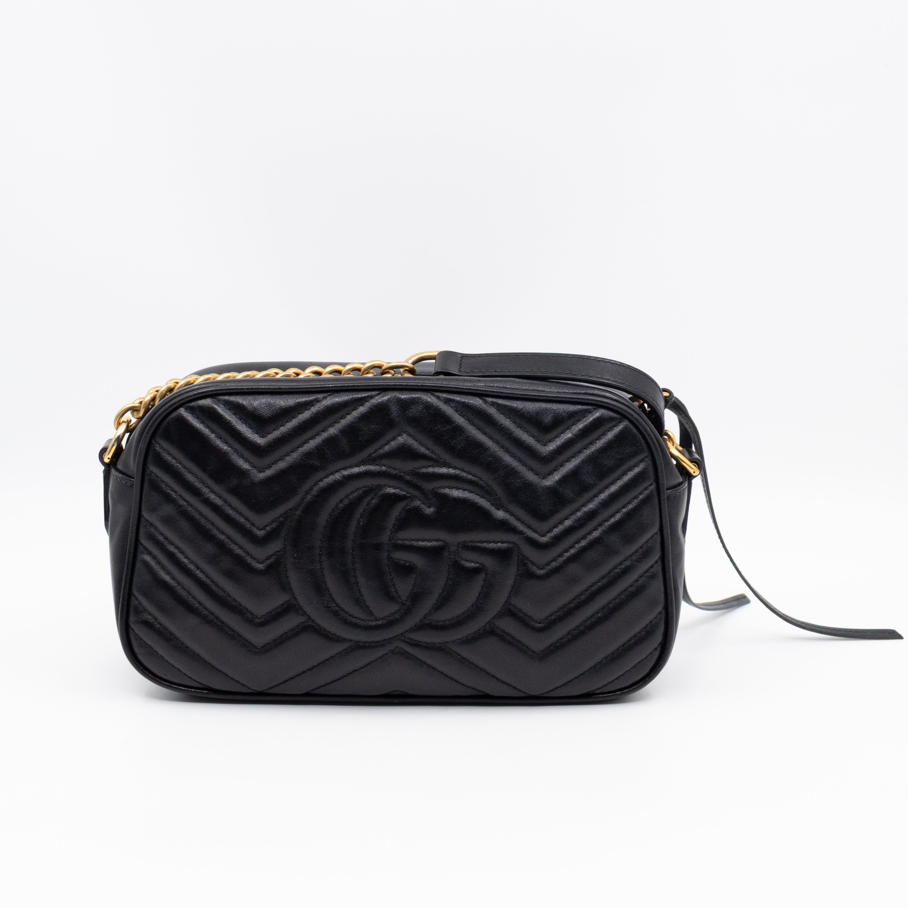 GG Marmont Small Matelasse Black Leather
