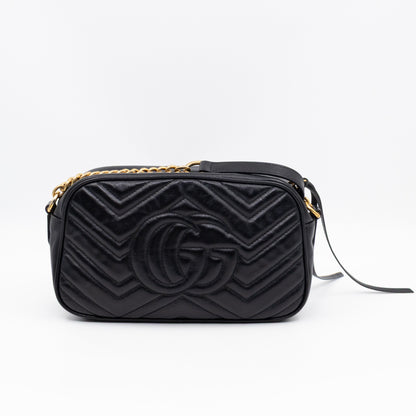 GG Marmont Small Matelasse Black Leather