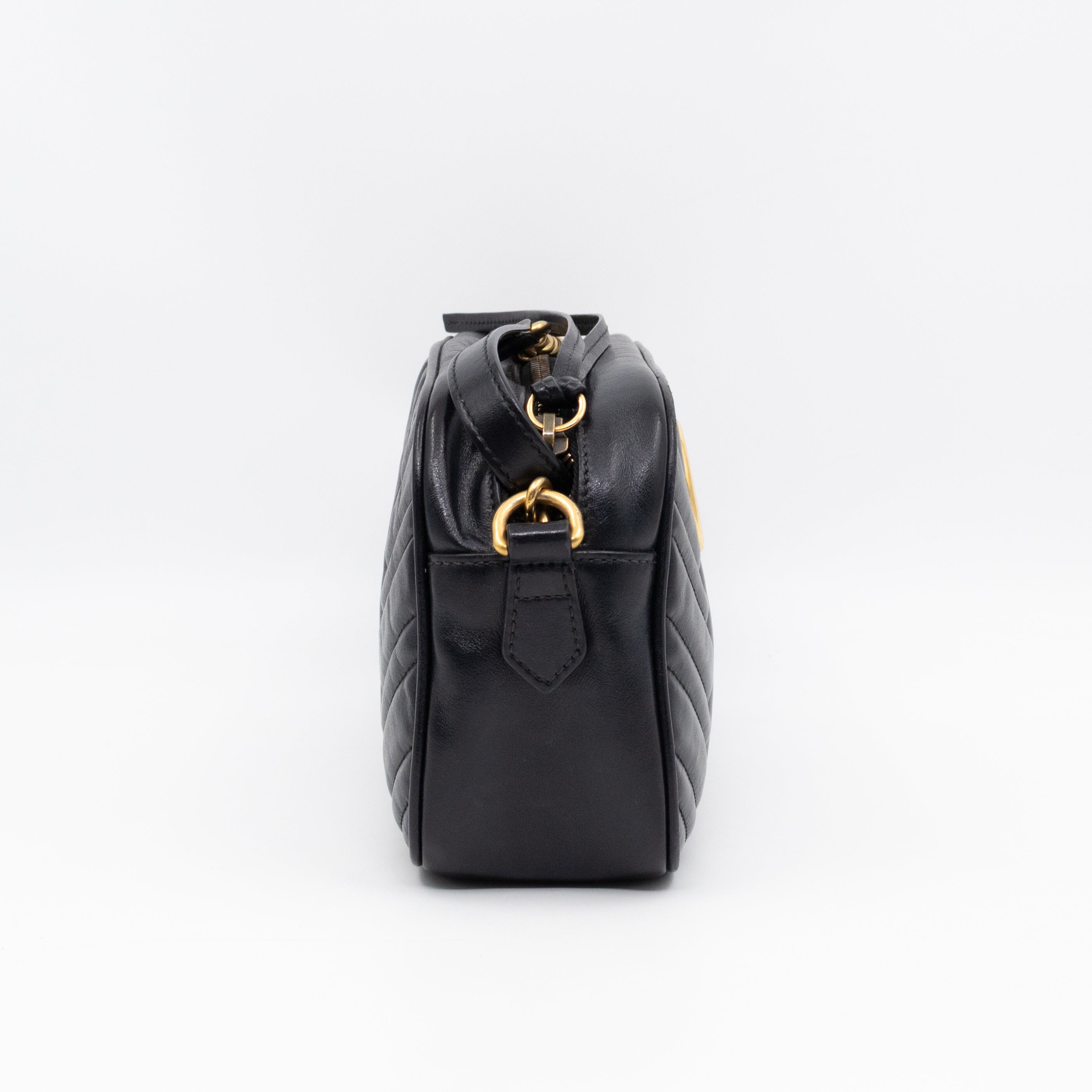 GG Marmont Small Matelasse Black Leather