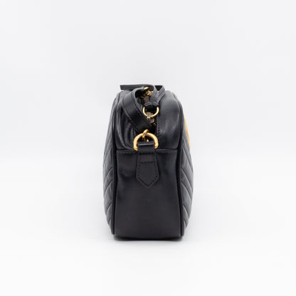 GG Marmont Small Matelasse Black Leather