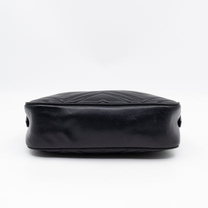 GG Marmont Small Matelasse Black Leather