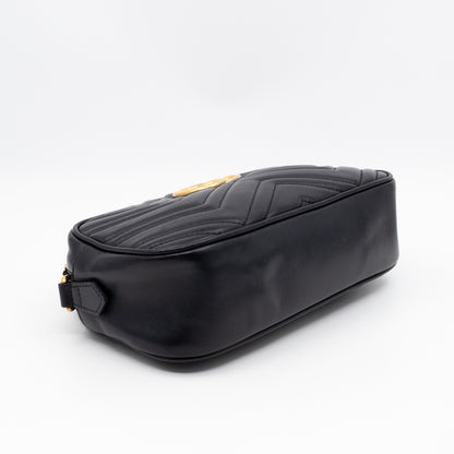 GG Marmont Small Matelasse Black Leather