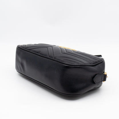 GG Marmont Small Matelasse Black Leather
