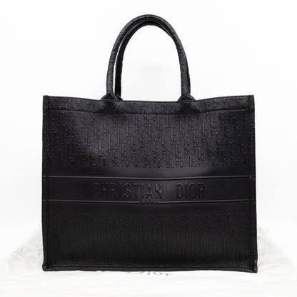 Book Tote Large Black Oblique Embossed Leather