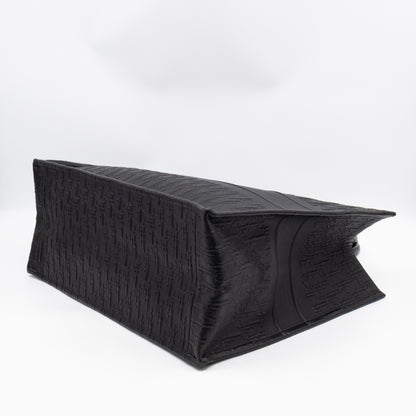 Book Tote Large Black Oblique Embossed Leather