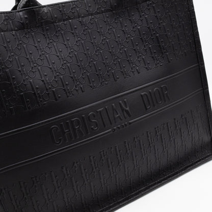 Book Tote Large Black Oblique Embossed Leather