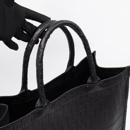 Book Tote Large Black Oblique Embossed Leather