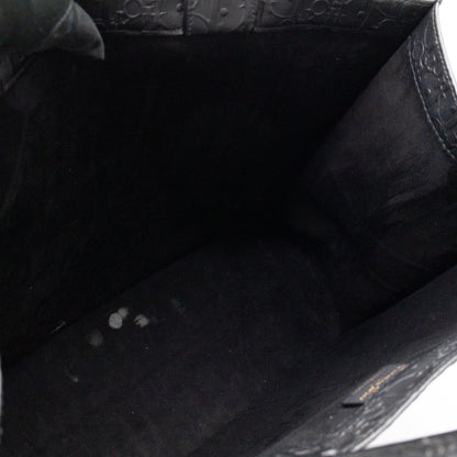 Book Tote Large Black Oblique Embossed Leather