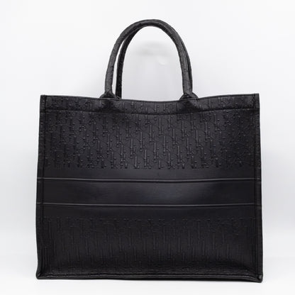 Book Tote Large Black Oblique Embossed Leather