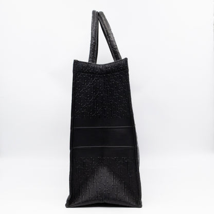 Book Tote Large Black Oblique Embossed Leather