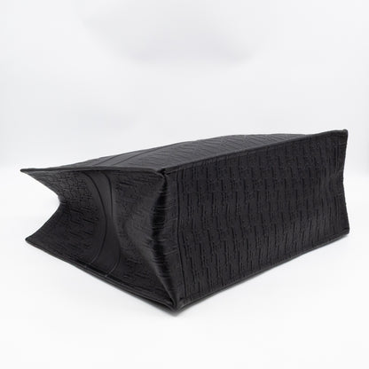 Book Tote Large Black Oblique Embossed Leather