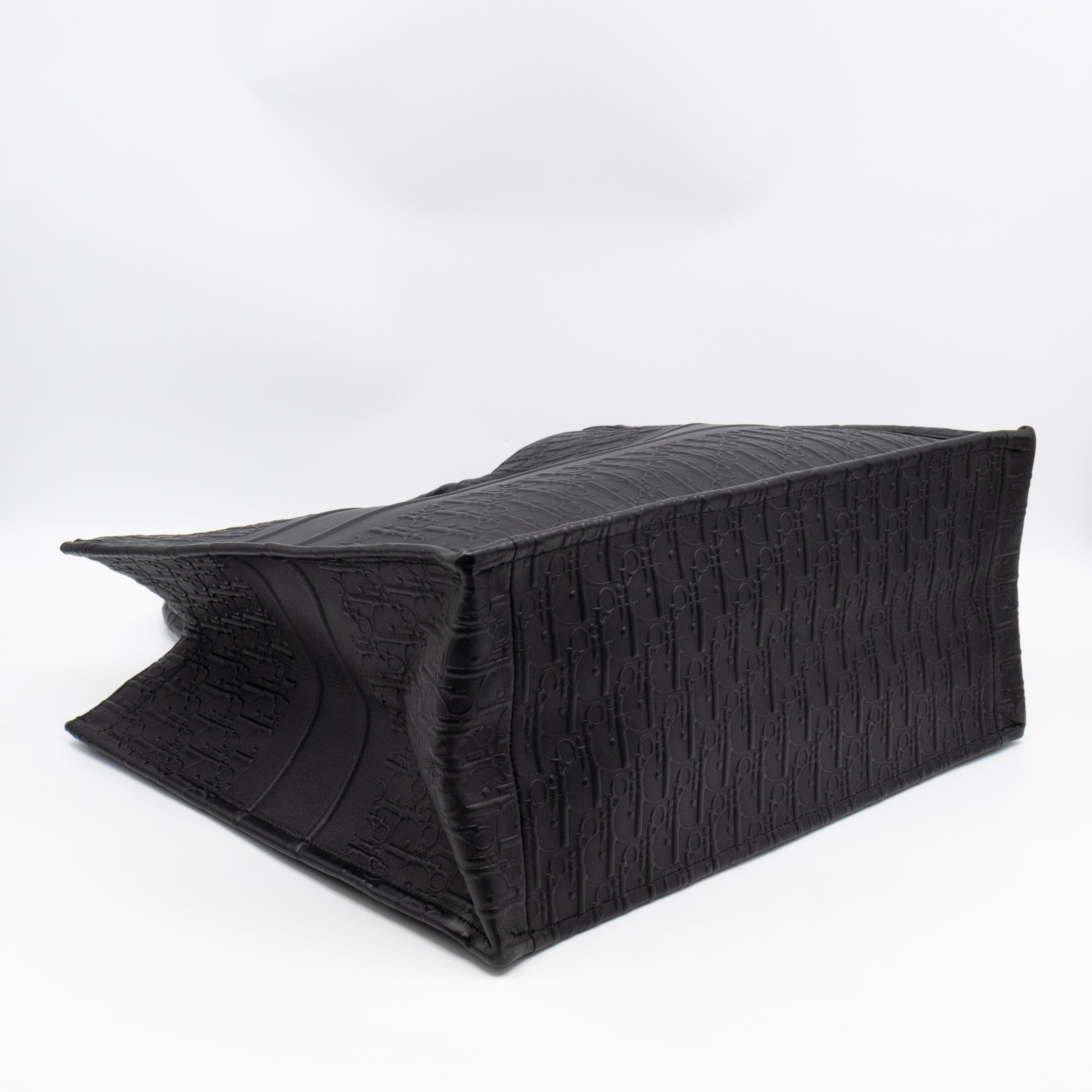 Book Tote Large Black Oblique Embossed Leather