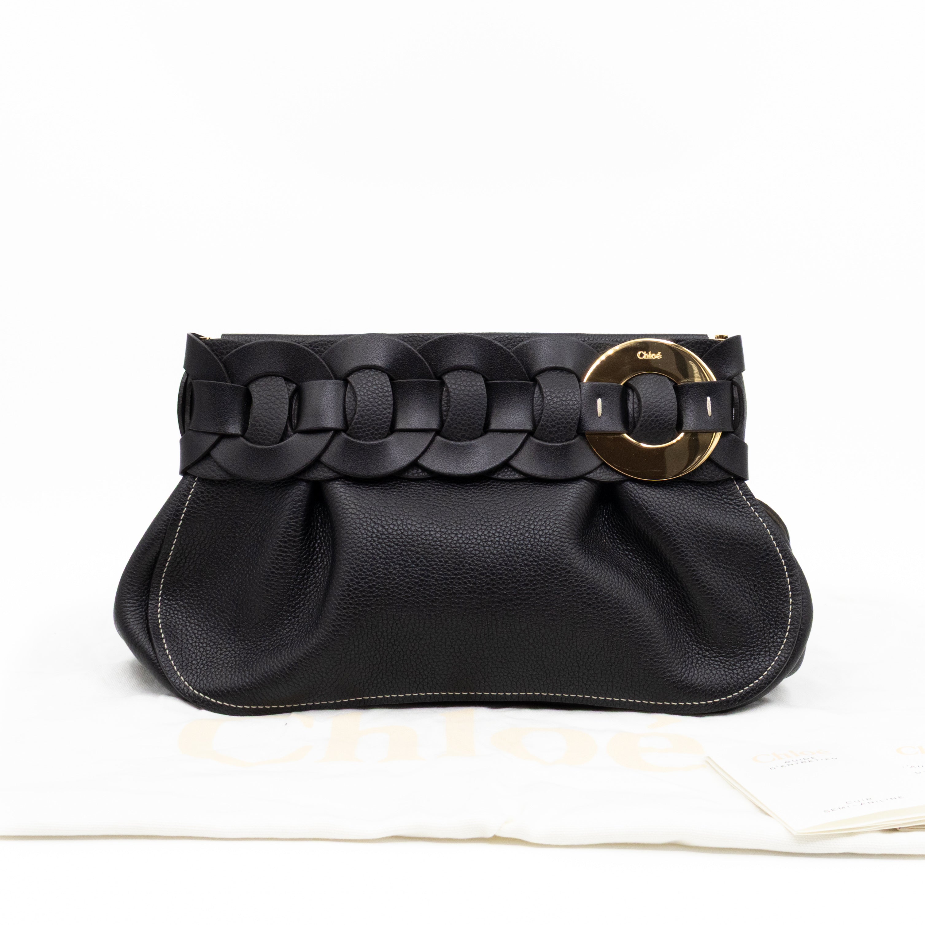Darryl Clutch Black Grained Leather