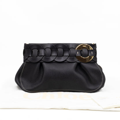 Darryl Clutch Black Grained Leather