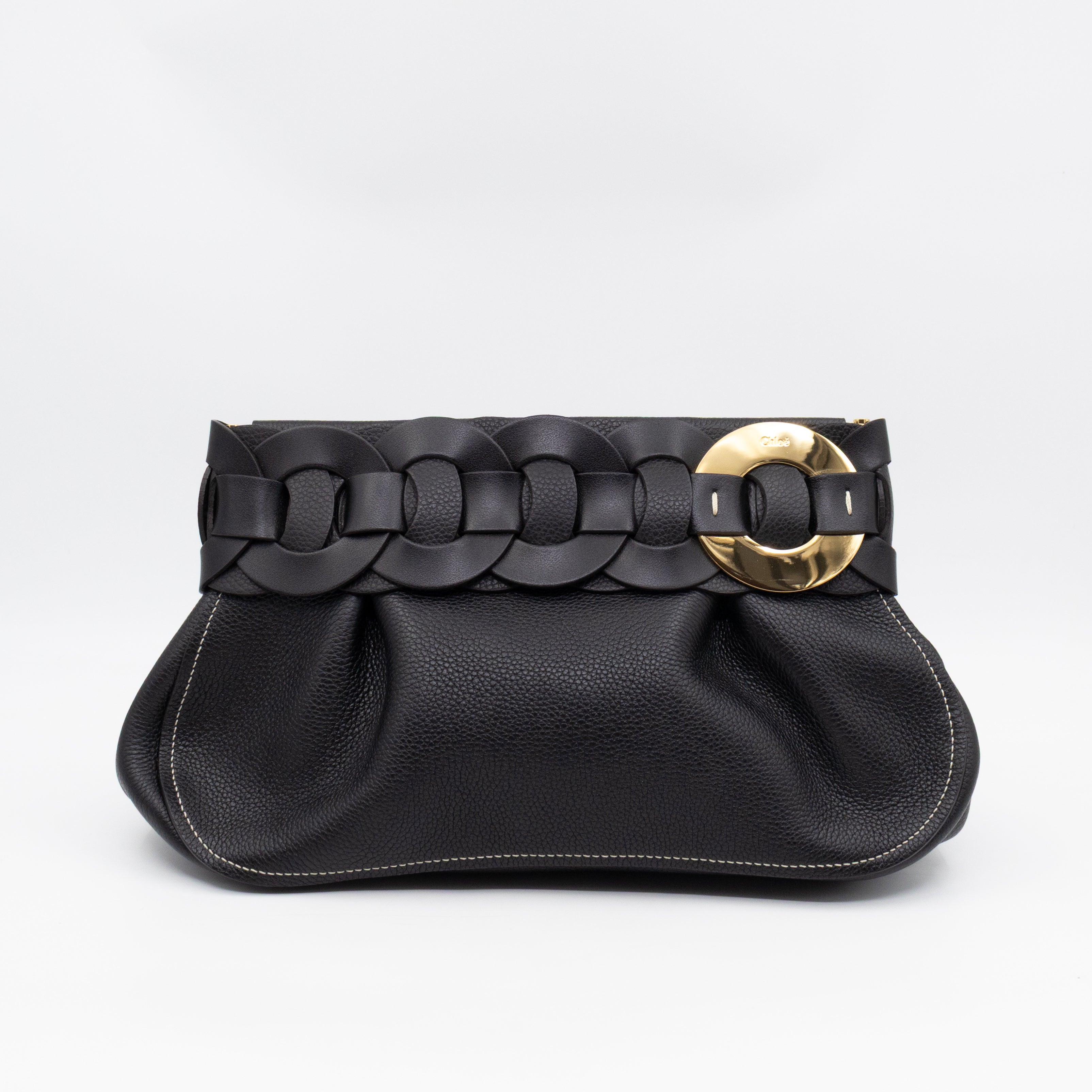 Darryl Clutch Black Grained Leather