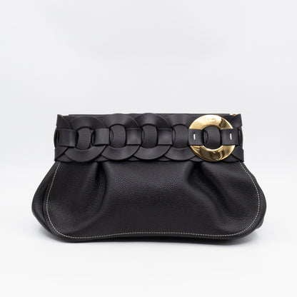 Darryl Clutch Black Grained Leather