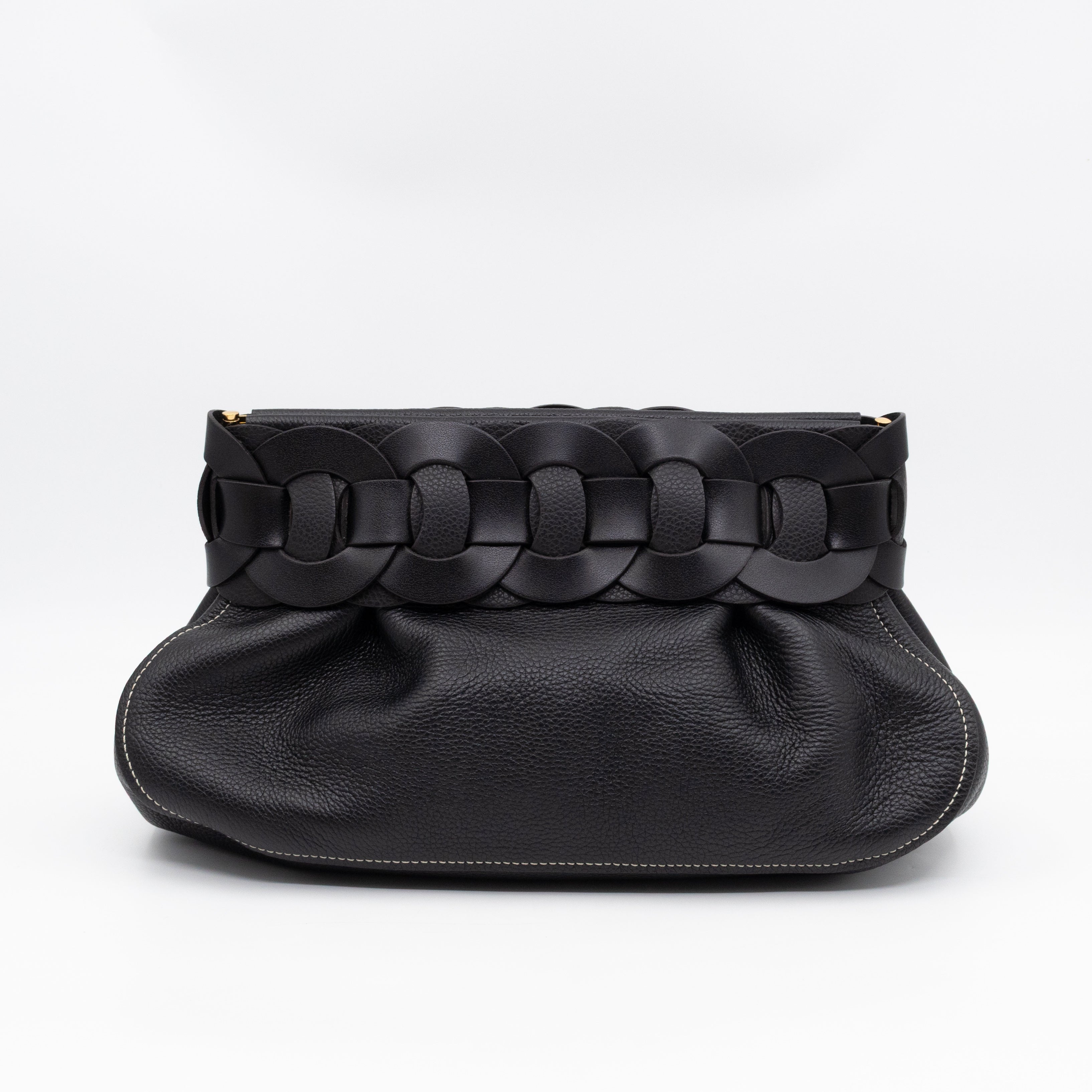 Darryl Clutch Black Grained Leather