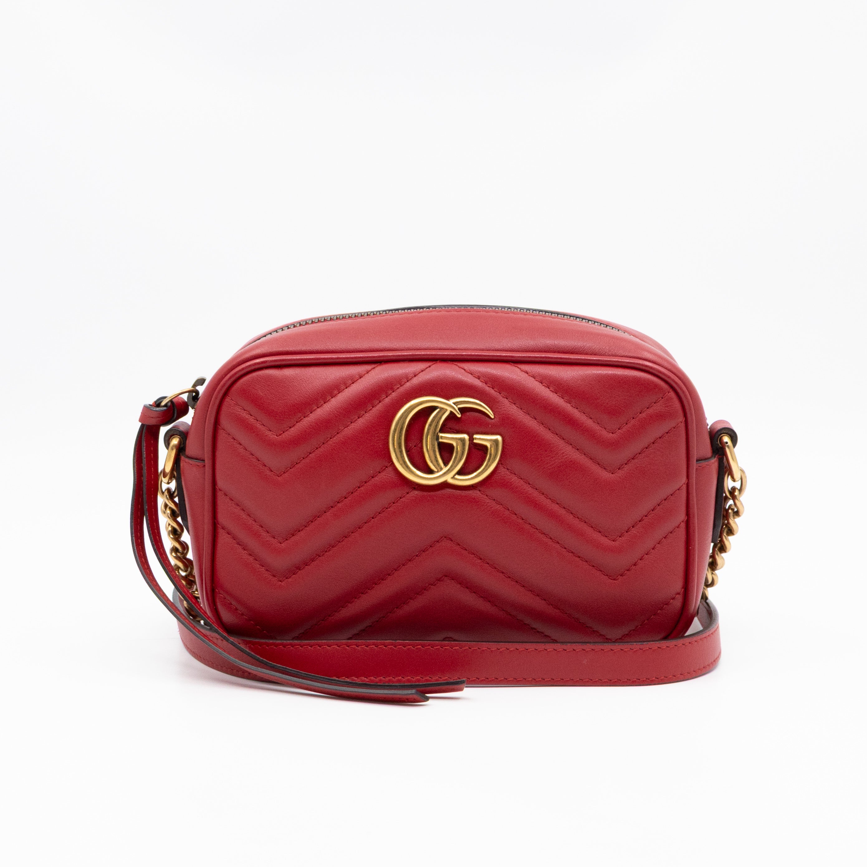 GG Marmont Matelassé Mini Red Leather
