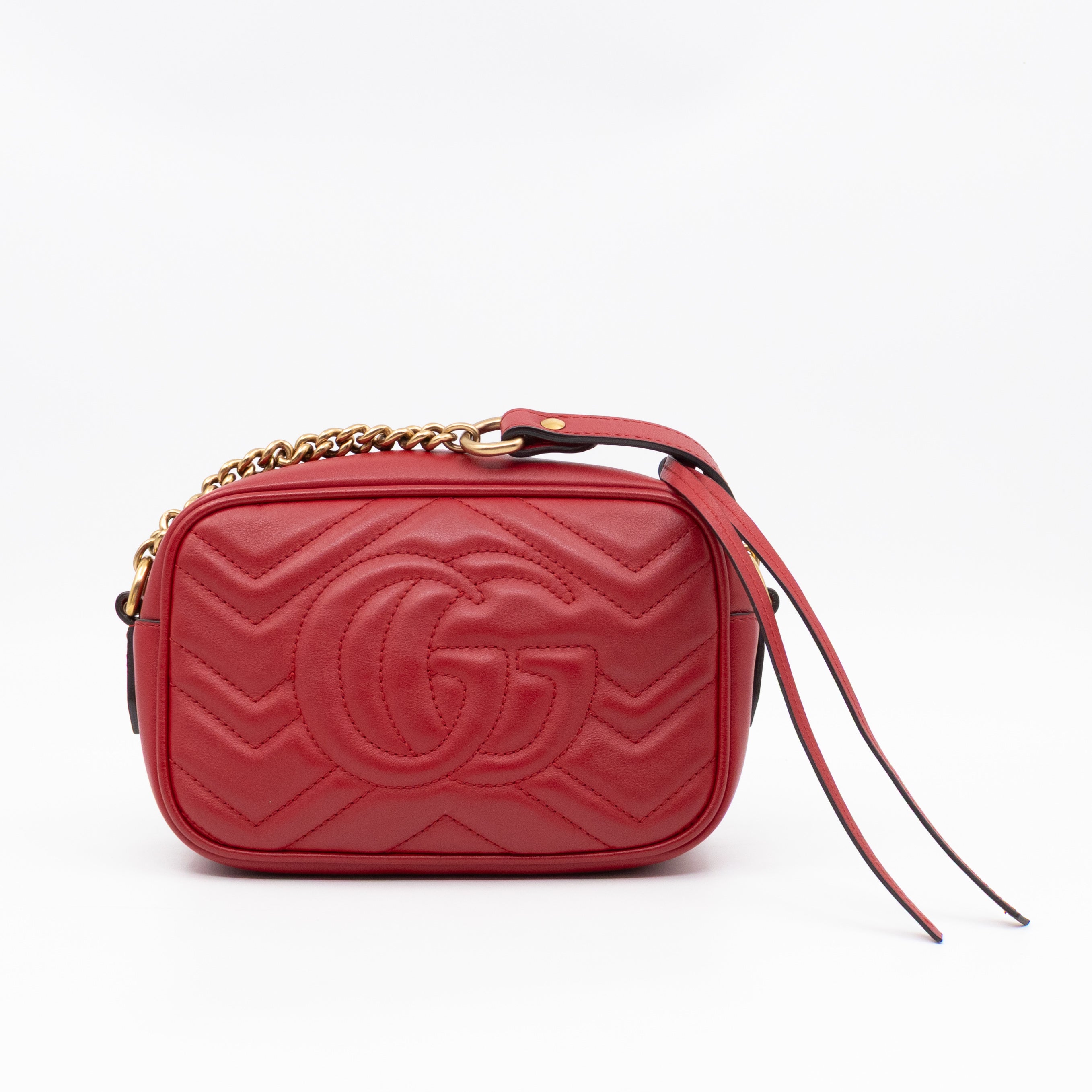 GG Marmont Matelassé Mini Red Leather