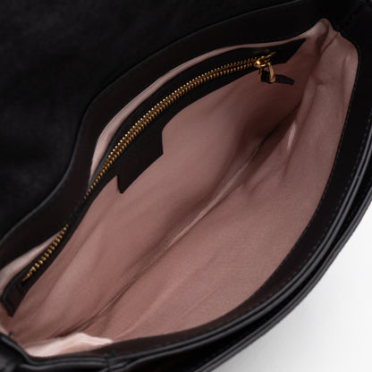 Arli Medium Flap Shoulder Bag Black Studded Suede