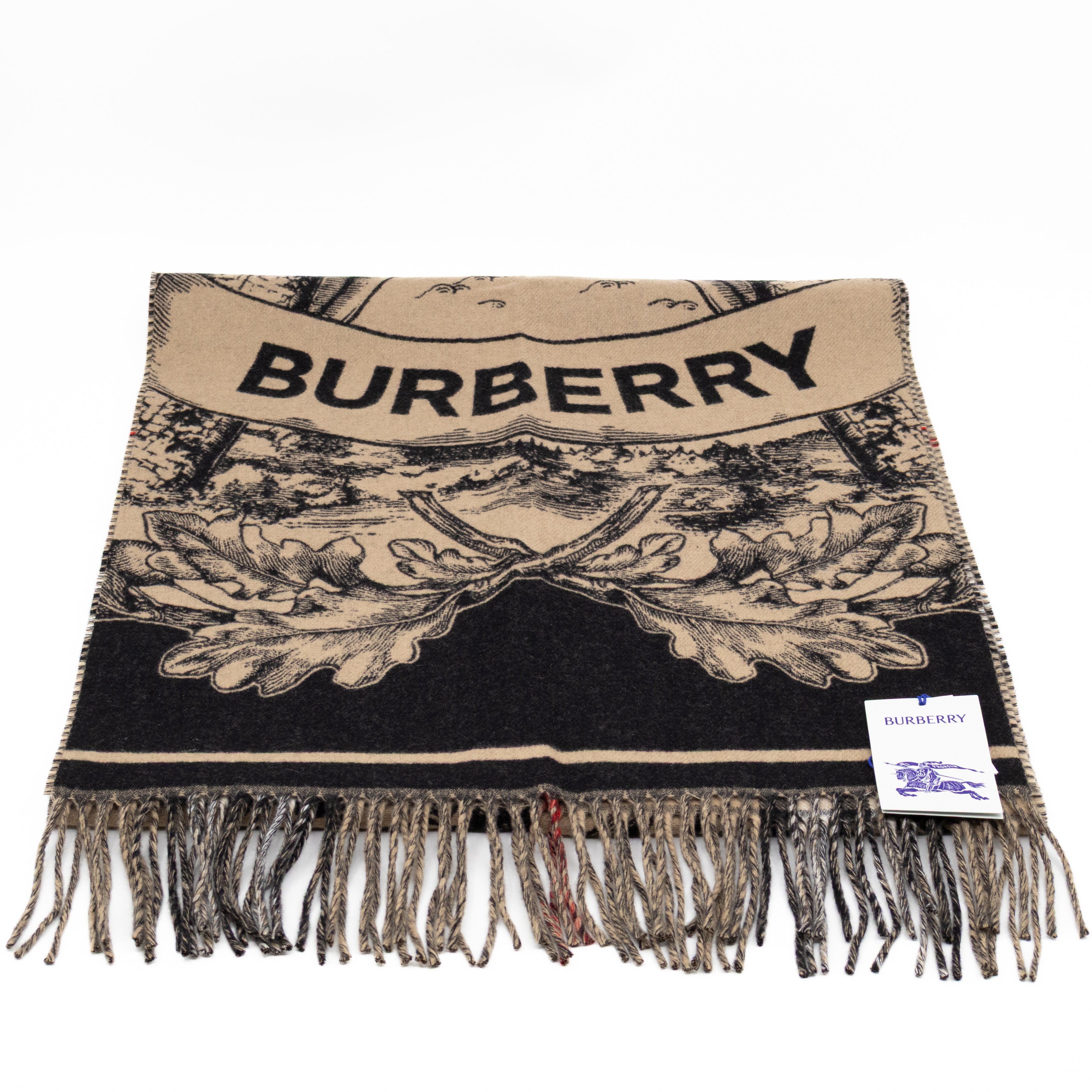 Wide Reversible EKD Cashmere Scarf Archive Beige