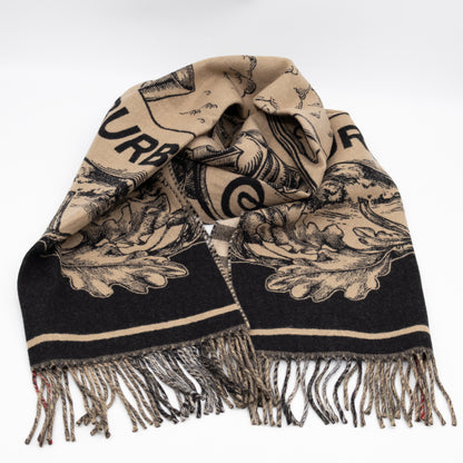 Wide Reversible EKD Cashmere Scarf Archive Beige