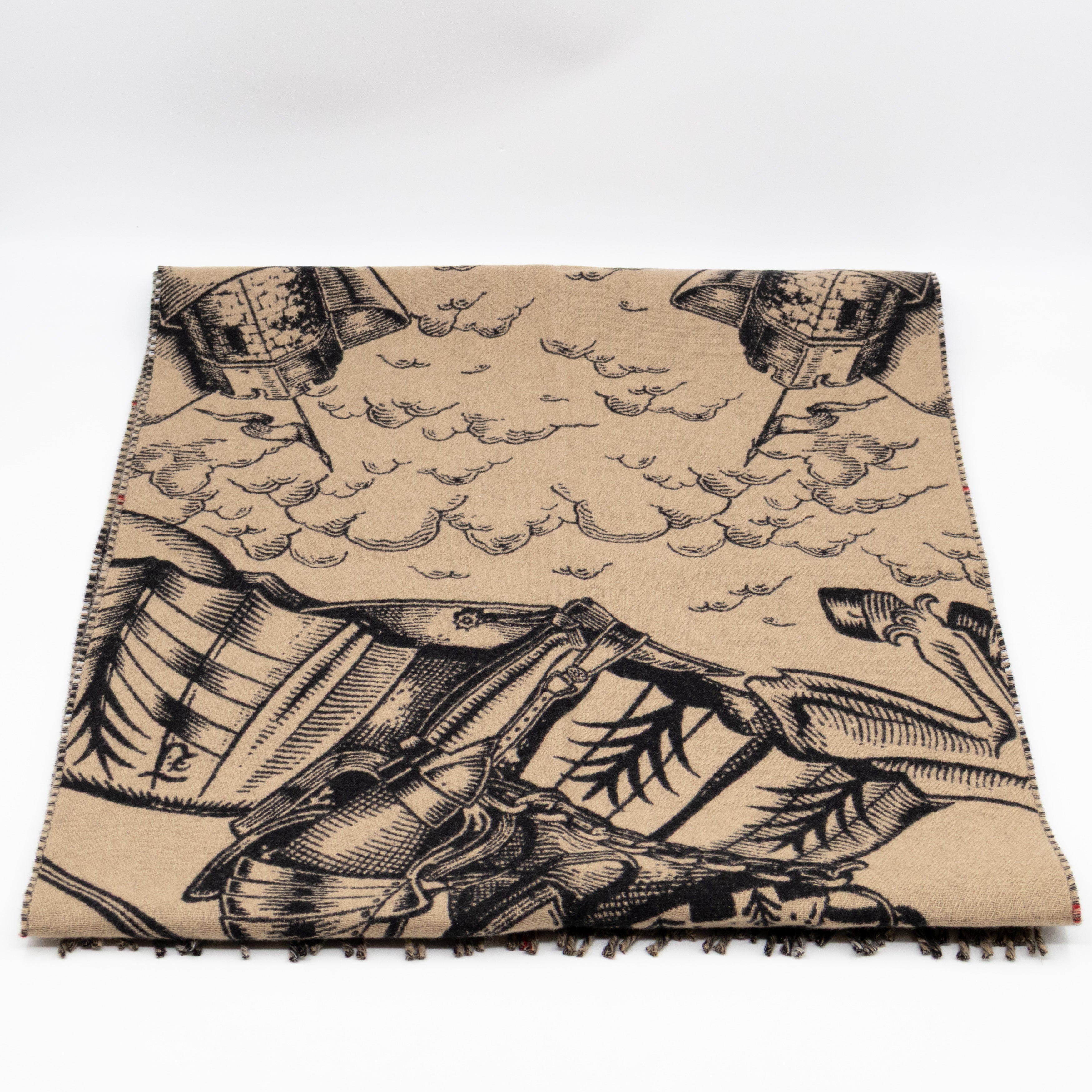 Wide Reversible EKD Cashmere Scarf Archive Beige
