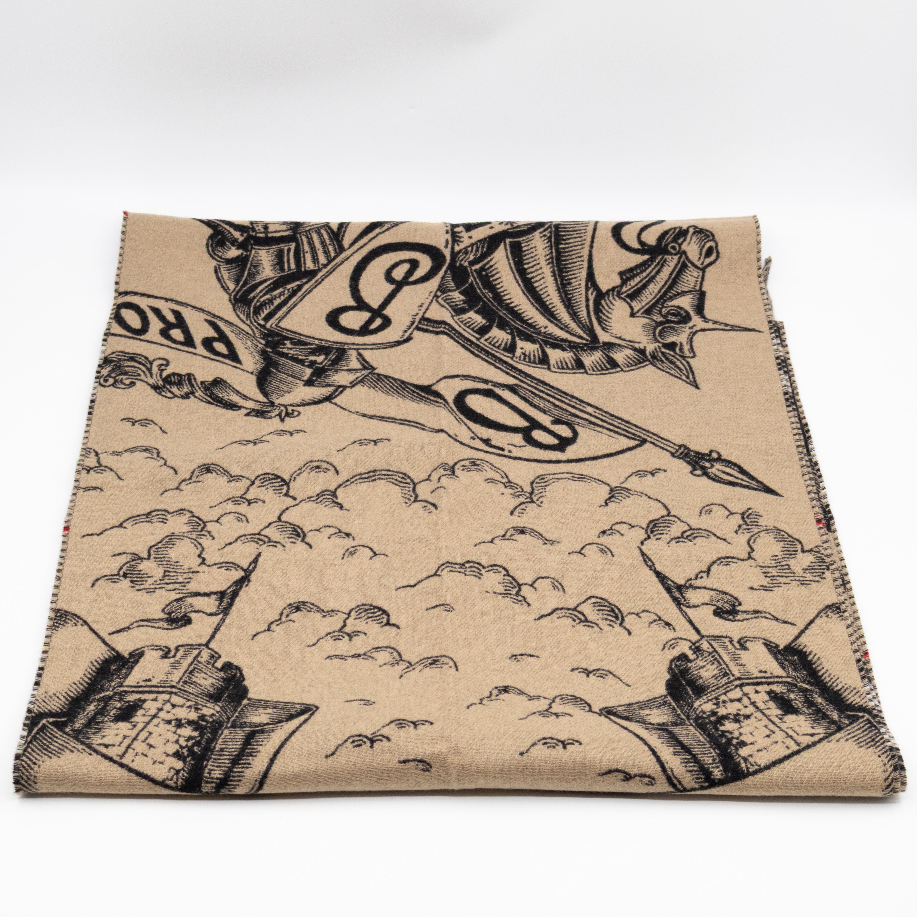 Wide Reversible EKD Cashmere Scarf Archive Beige