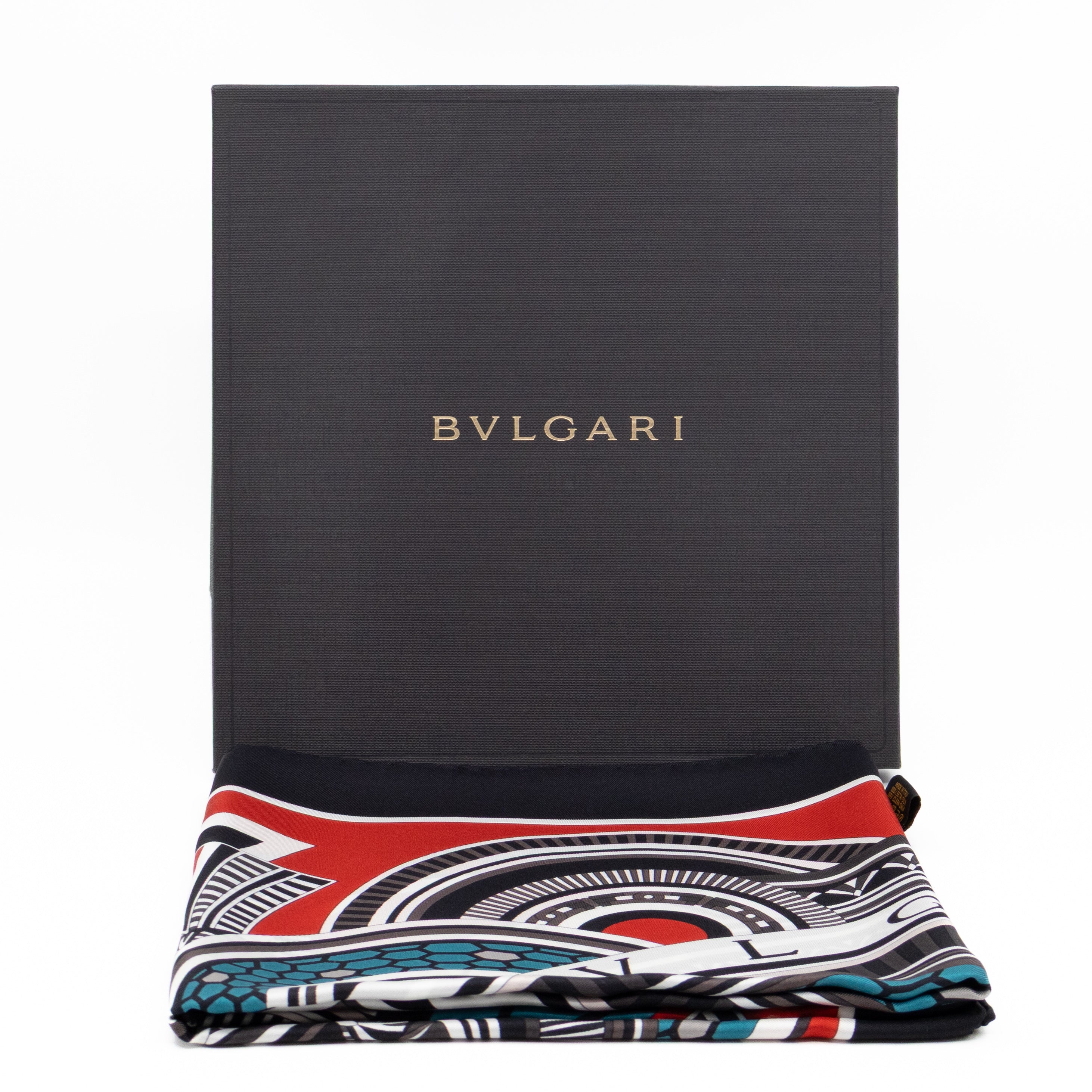 Silk Square Scarf Black & Red 90 cm