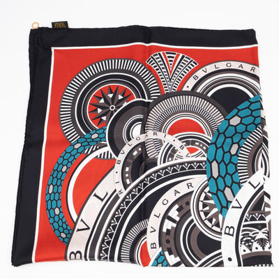 Silk Square Scarf Black & Red 90 cm