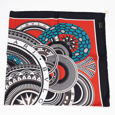 Silk Square Scarf Black & Red 90 cm