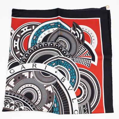 Silk Square Scarf Black & Red 90 cm