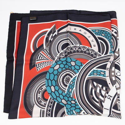 Silk Square Scarf Black & Red 90 cm