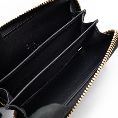 Zip Around Coin Purse Black Guccissima Leather